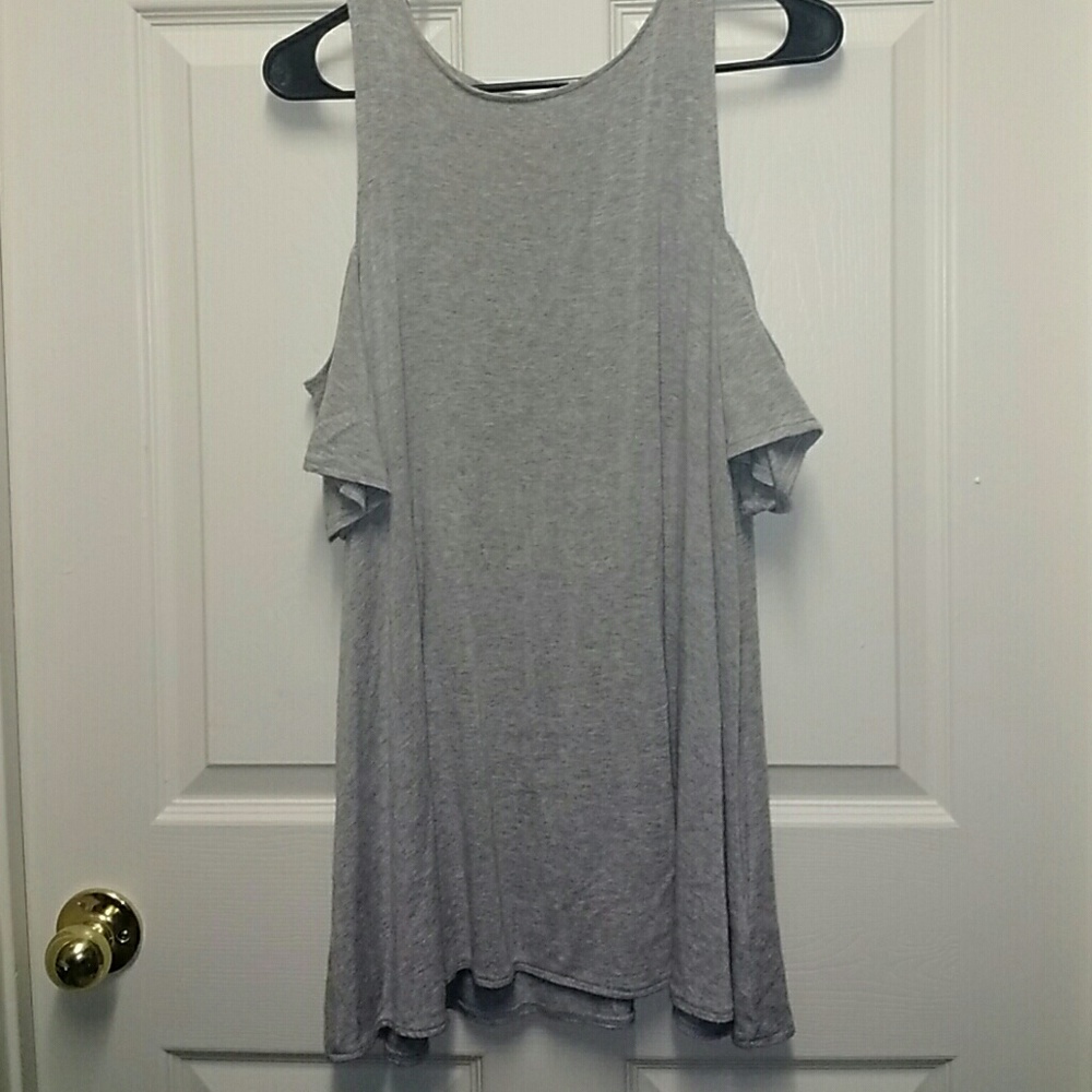 Gray cold-shoulder mini dress